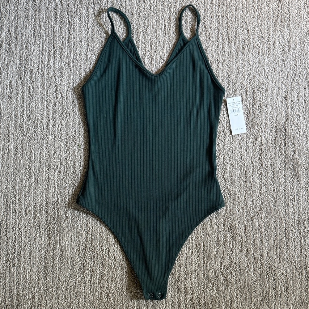 AEO Dark Green Spaghetti Strap Bodysuit